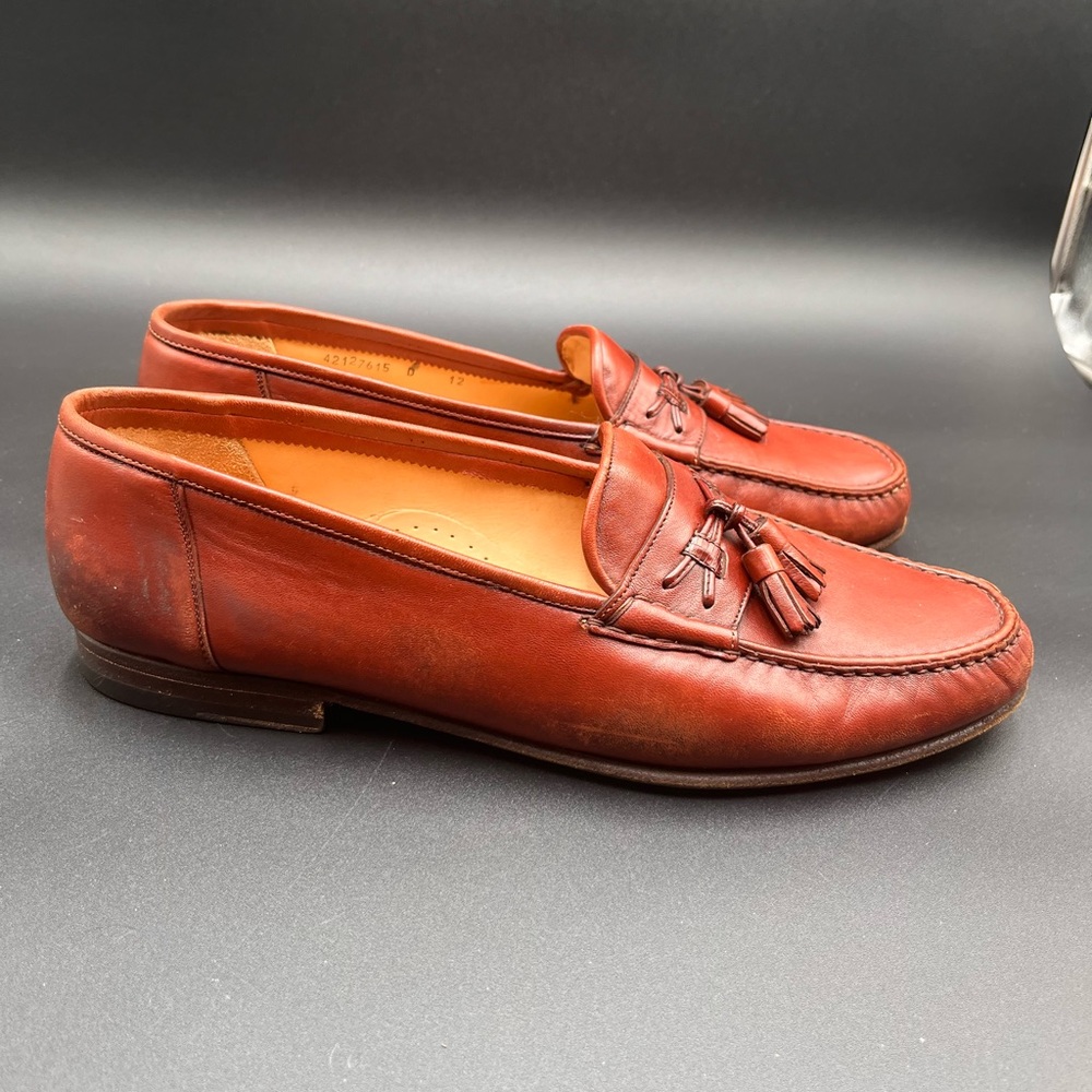 Men’s Santoni Size 12 Relaxed Fit Italian Made Brown Tasseled Loafer